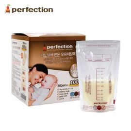 [PERFECTION] Original Nano Silver Breast Milk Storage Bags, 200ml, 100pcs (Temperature Indicator) _ Breast-Feeding, Feeding Bottle _ Made in KOREA